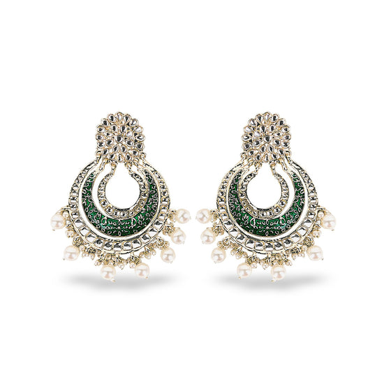 Green Kundan Chandbali - DIPME