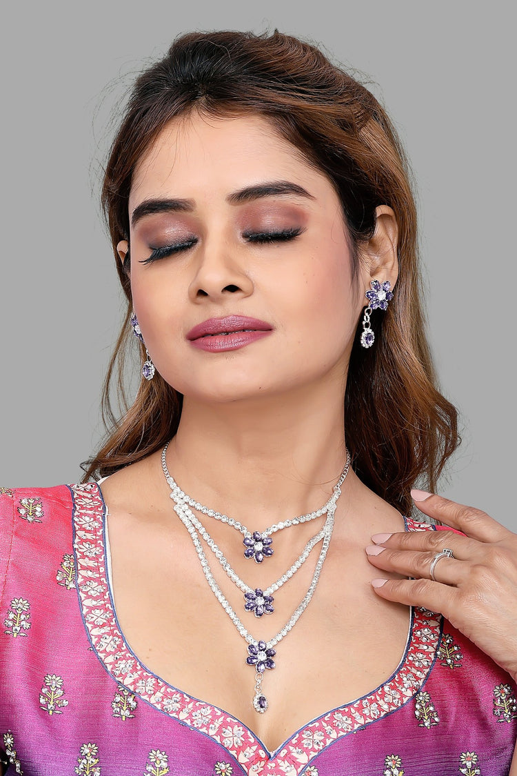 Layered Floral Necklace Set - DIPME