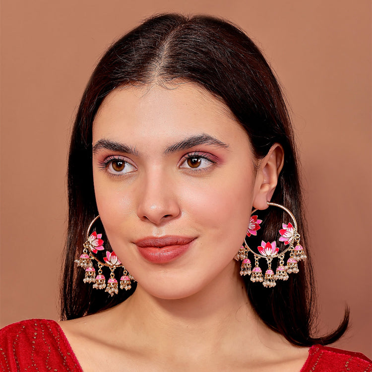 Lotus Jhumka Hoop Earrings - DIPME