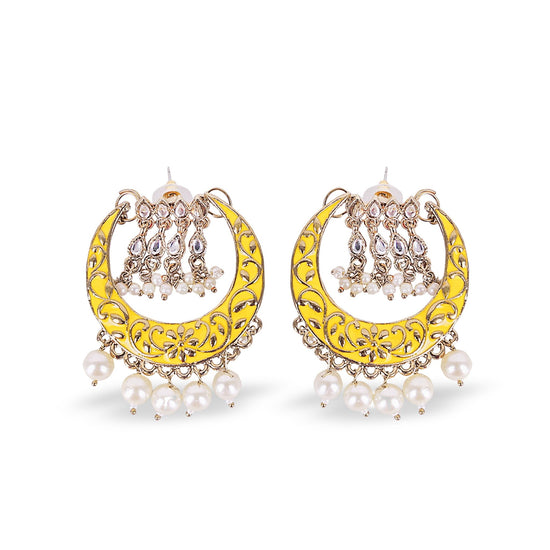Moon Pearl Chandbali Earrings - DIPME