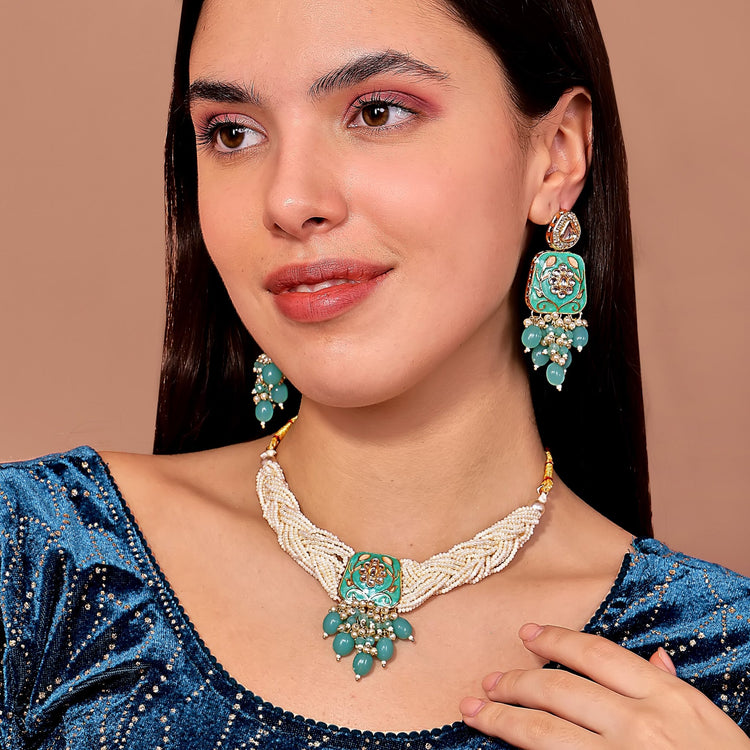 Rani Pink Kundan Bridal Choker Set - DIPME