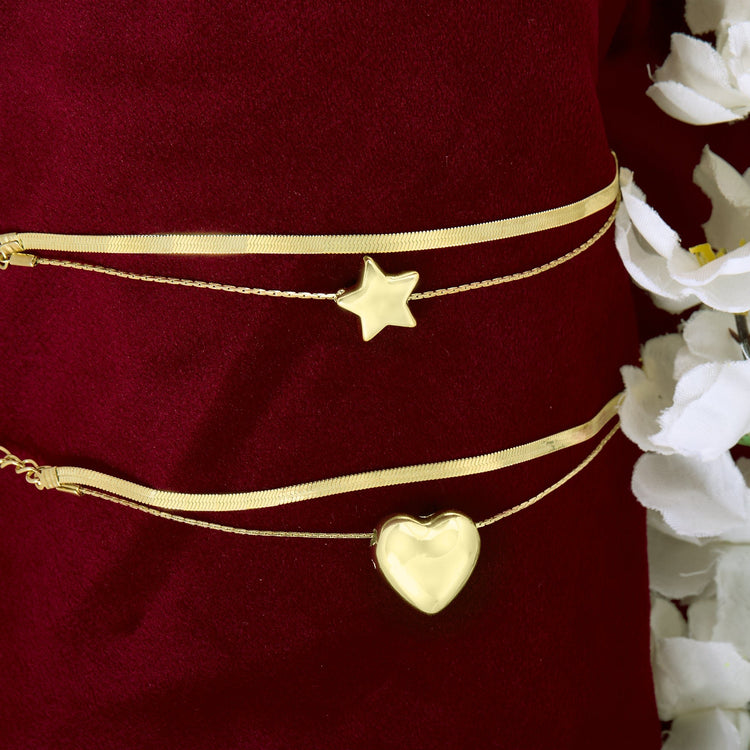 Star Heart Layer Bracelet Combo - DIPME