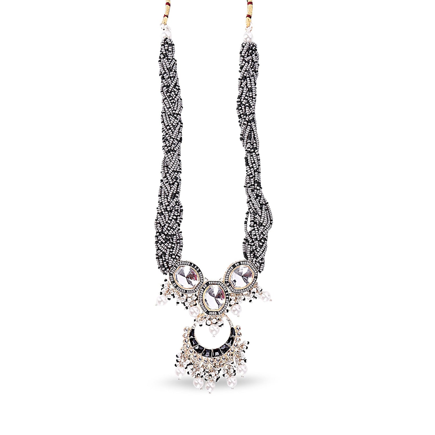 Black Onyx Kundan Long Set - DIPME