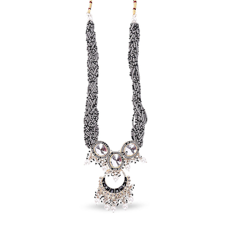 Black Onyx Kundan Long Set - DIPME