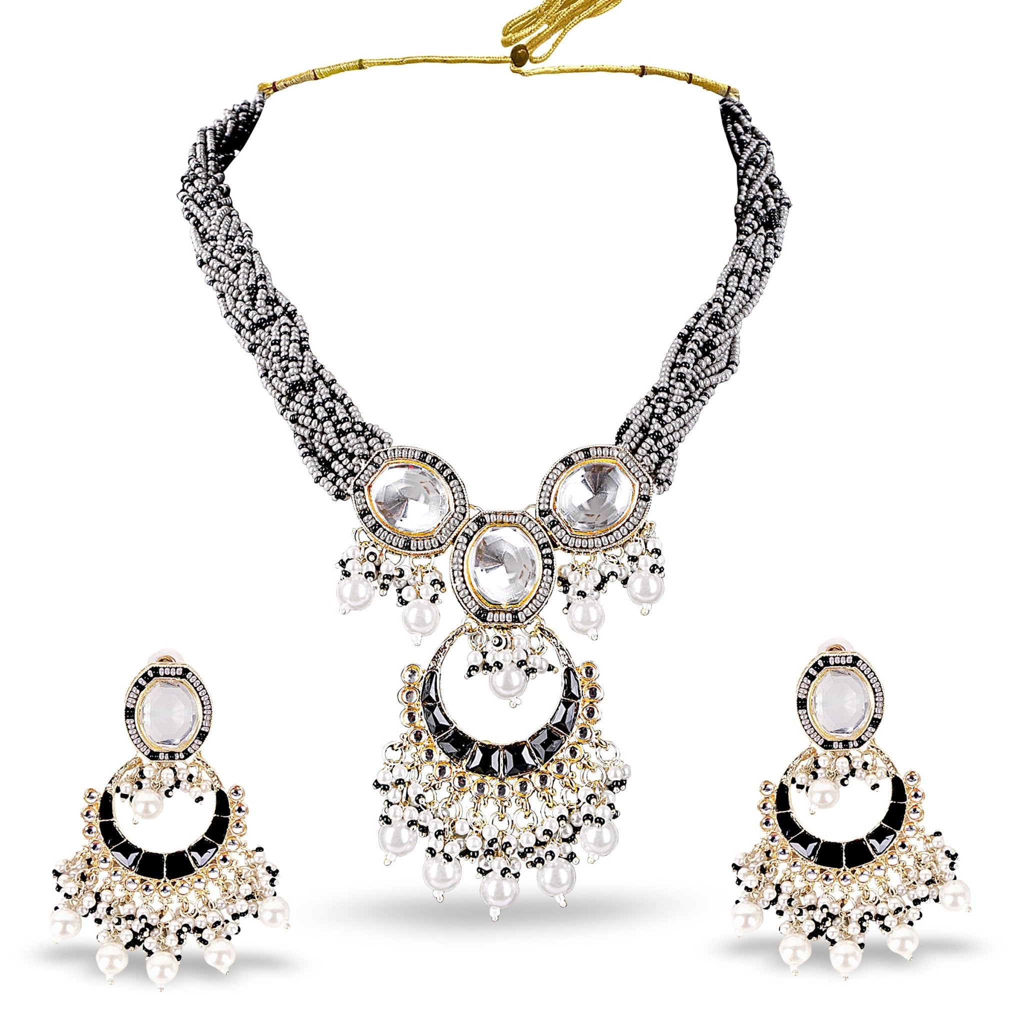 Black Onyx Kundan Long Set - DIPME