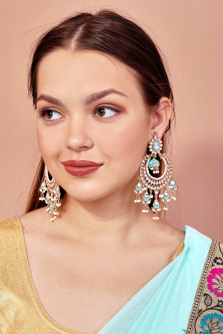 Blue Chandbali Earrings - DIPME