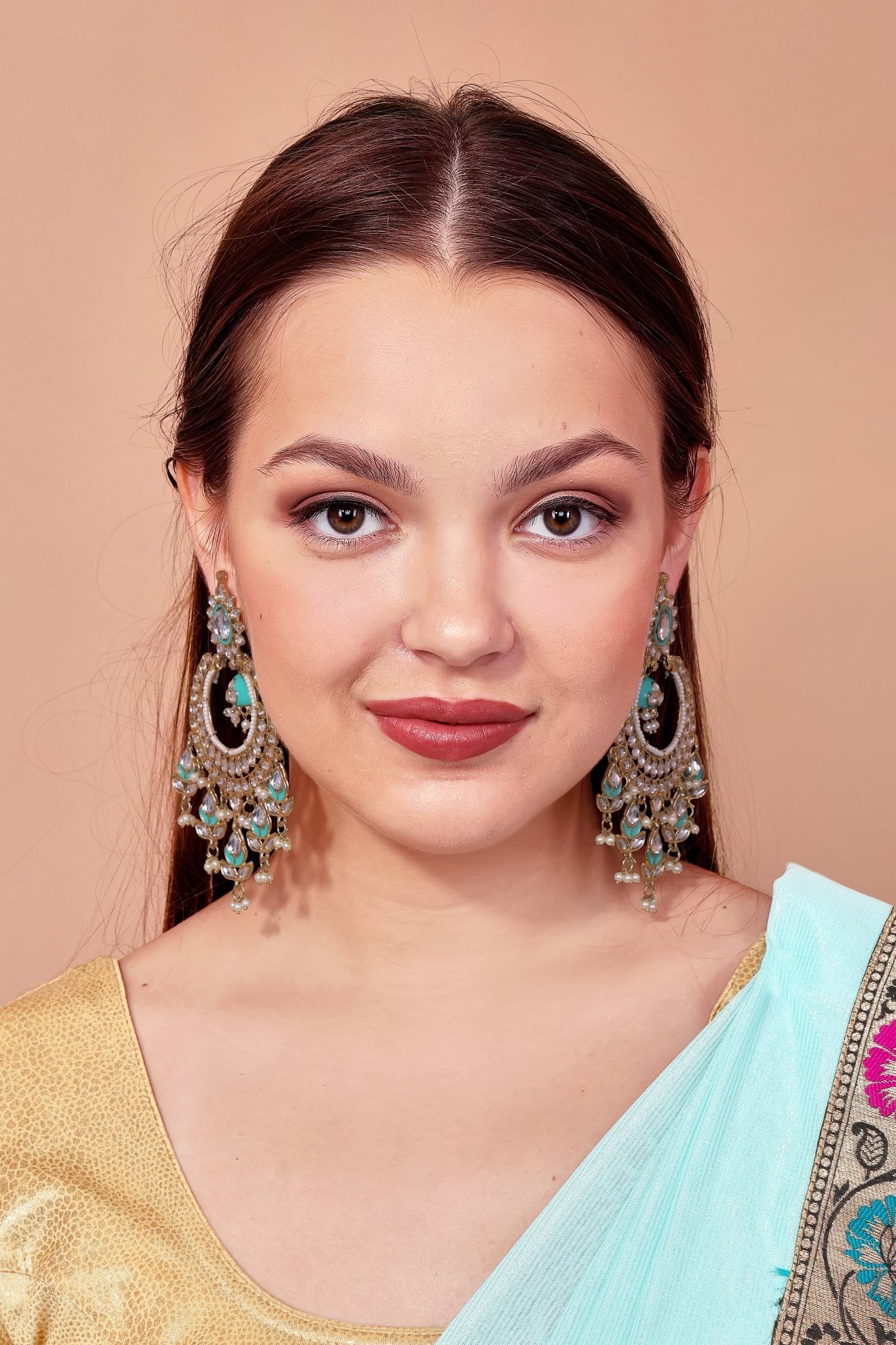 Blue Chandbali Earrings - DIPME