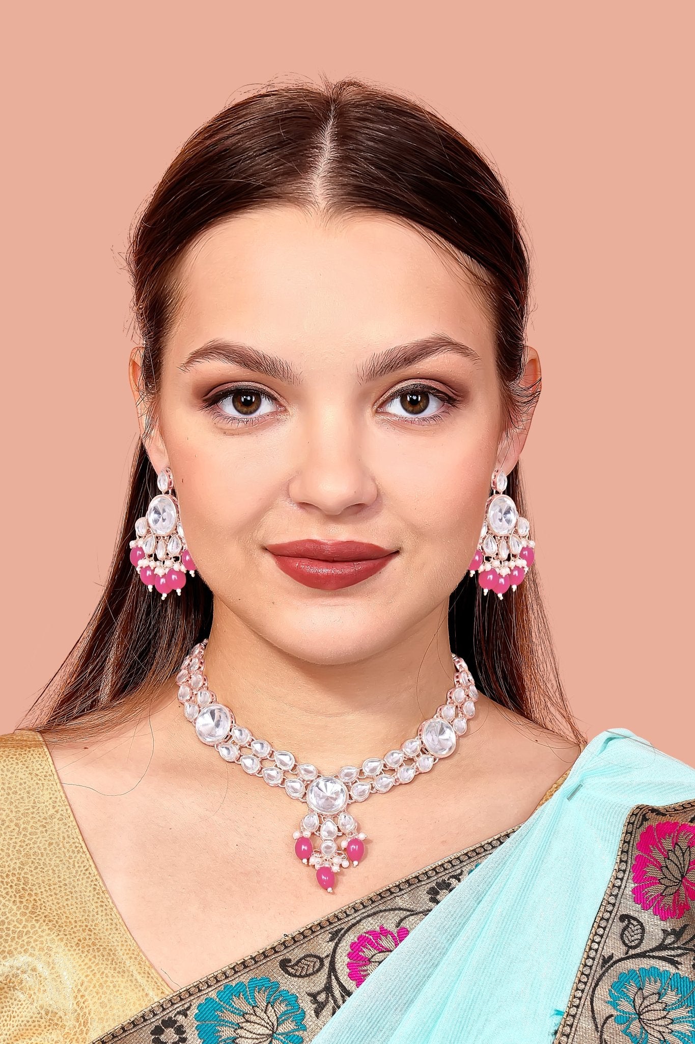 Blush Pink Uncut Kundan - DIPME