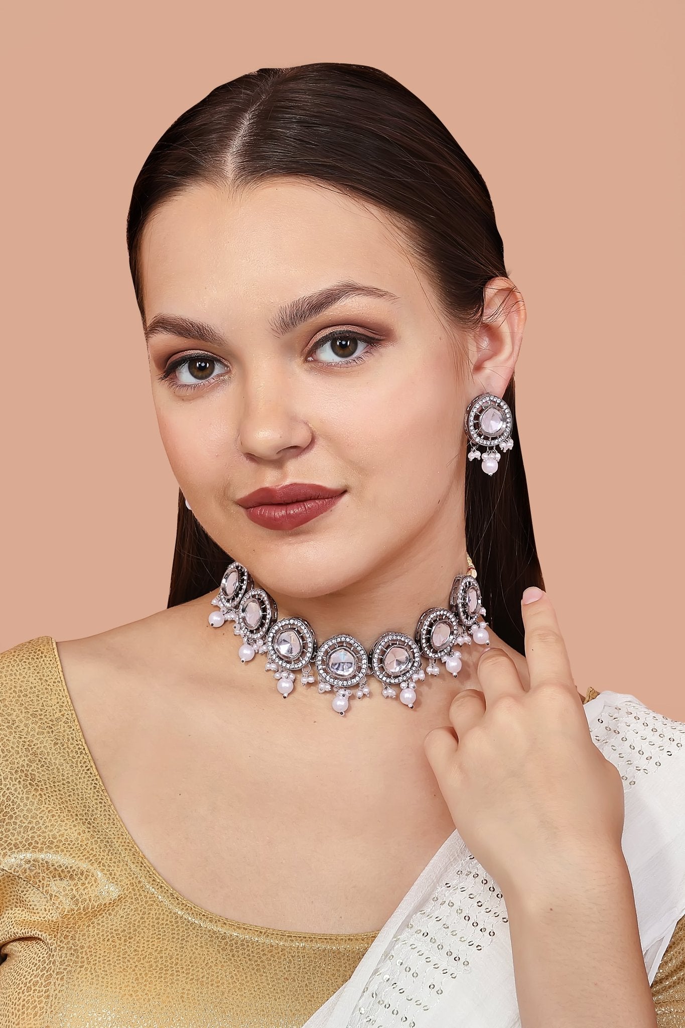 Charcoal Oxidized Choker Set - DIPME