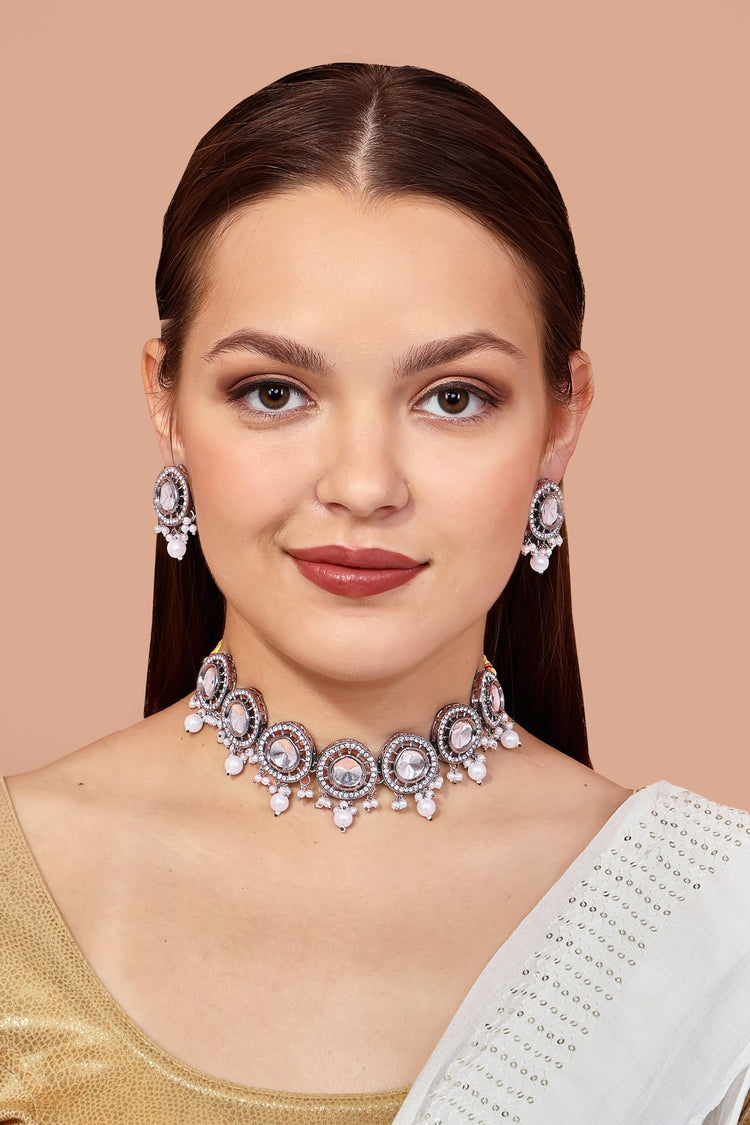 Charcoal Oxidized Choker Set - DIPME