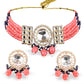 Coral Pink Kundan Pearl Choker Set - DIPME