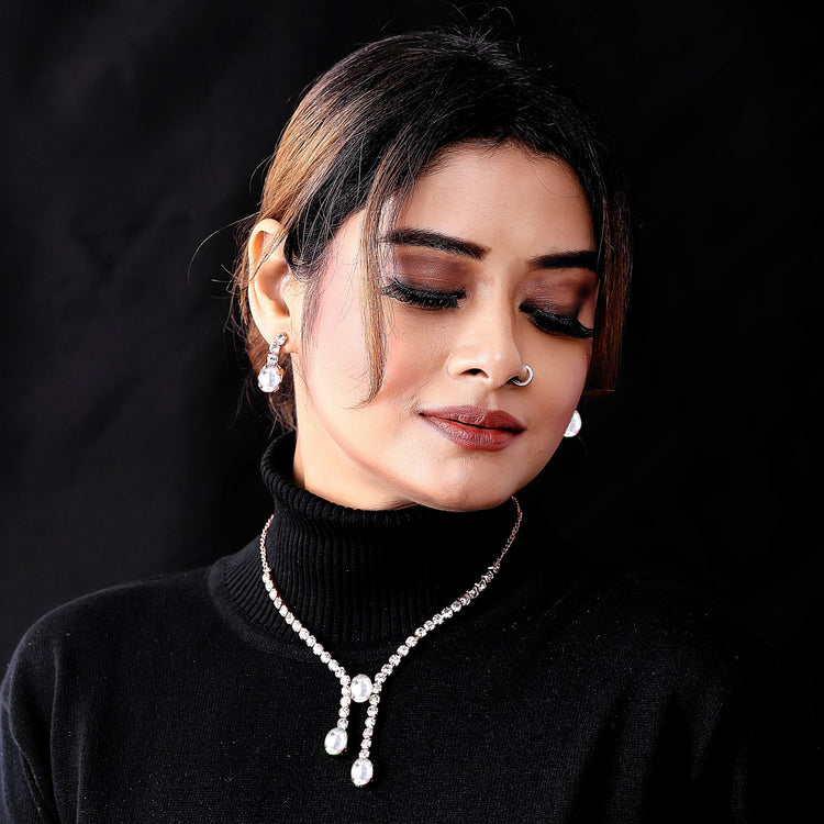 Crystal Drop Necklace Set - DIPME