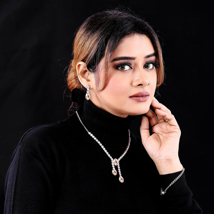 Crystal Drop Necklace Set - DIPME