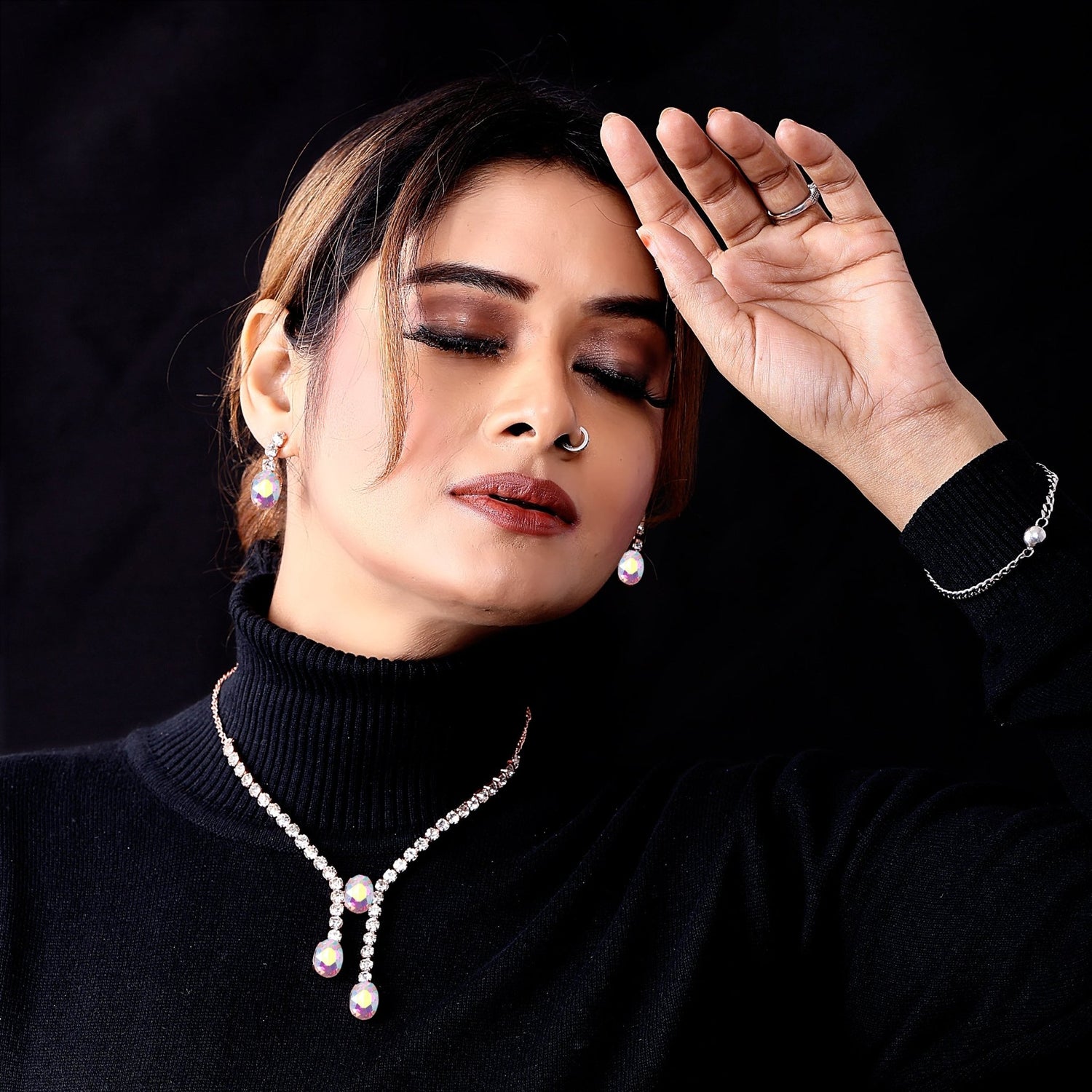 Crystal Drop Necklace Set - DIPME