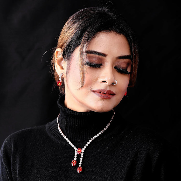 Crystal Drop Necklace Set - DIPME