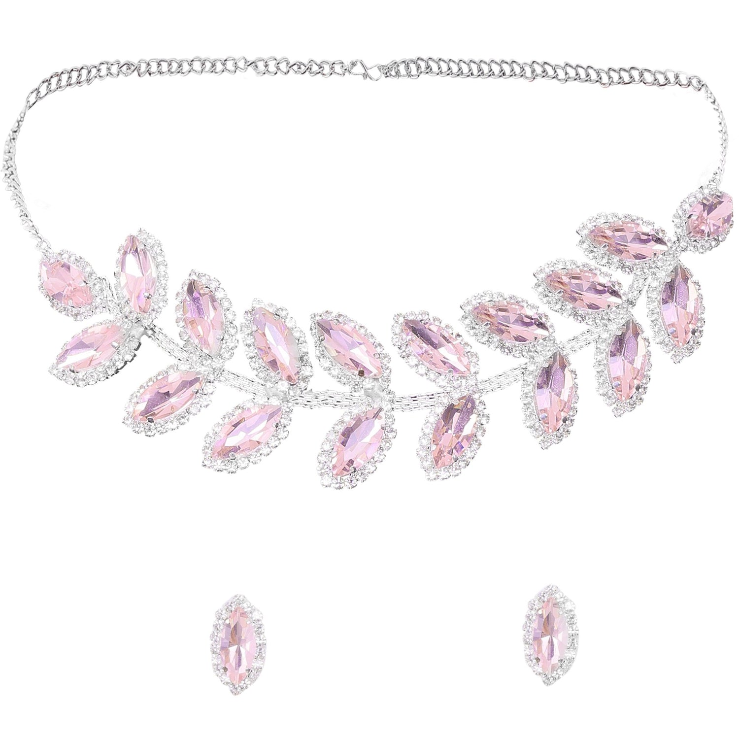Crystal Leaf Necklace Set - DIPME