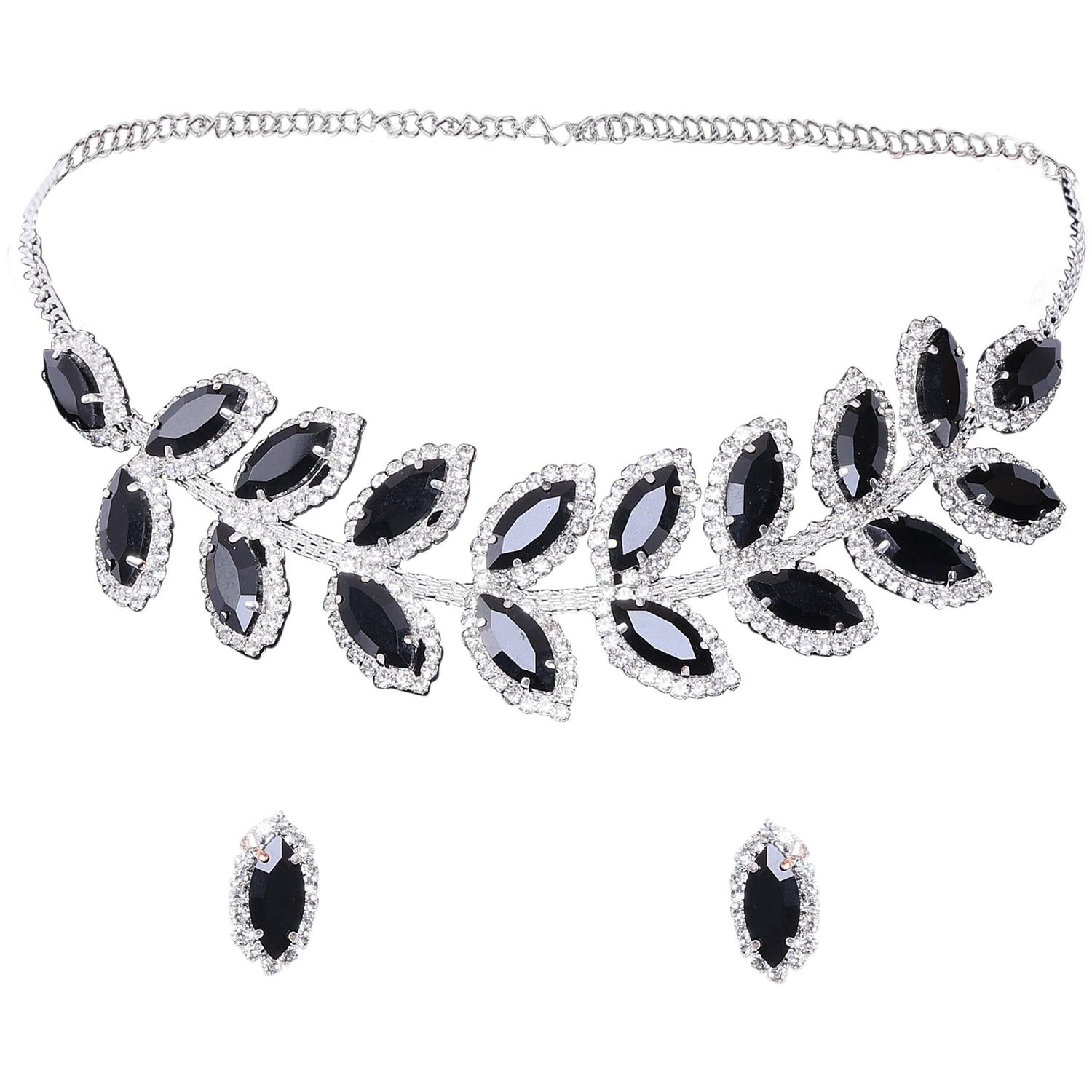 Crystal Leaf Necklace Set - DIPME