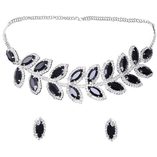 Crystal Leaf Necklace Set - DIPME