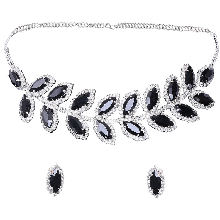 Crystal Leaf Necklace Set - DIPME