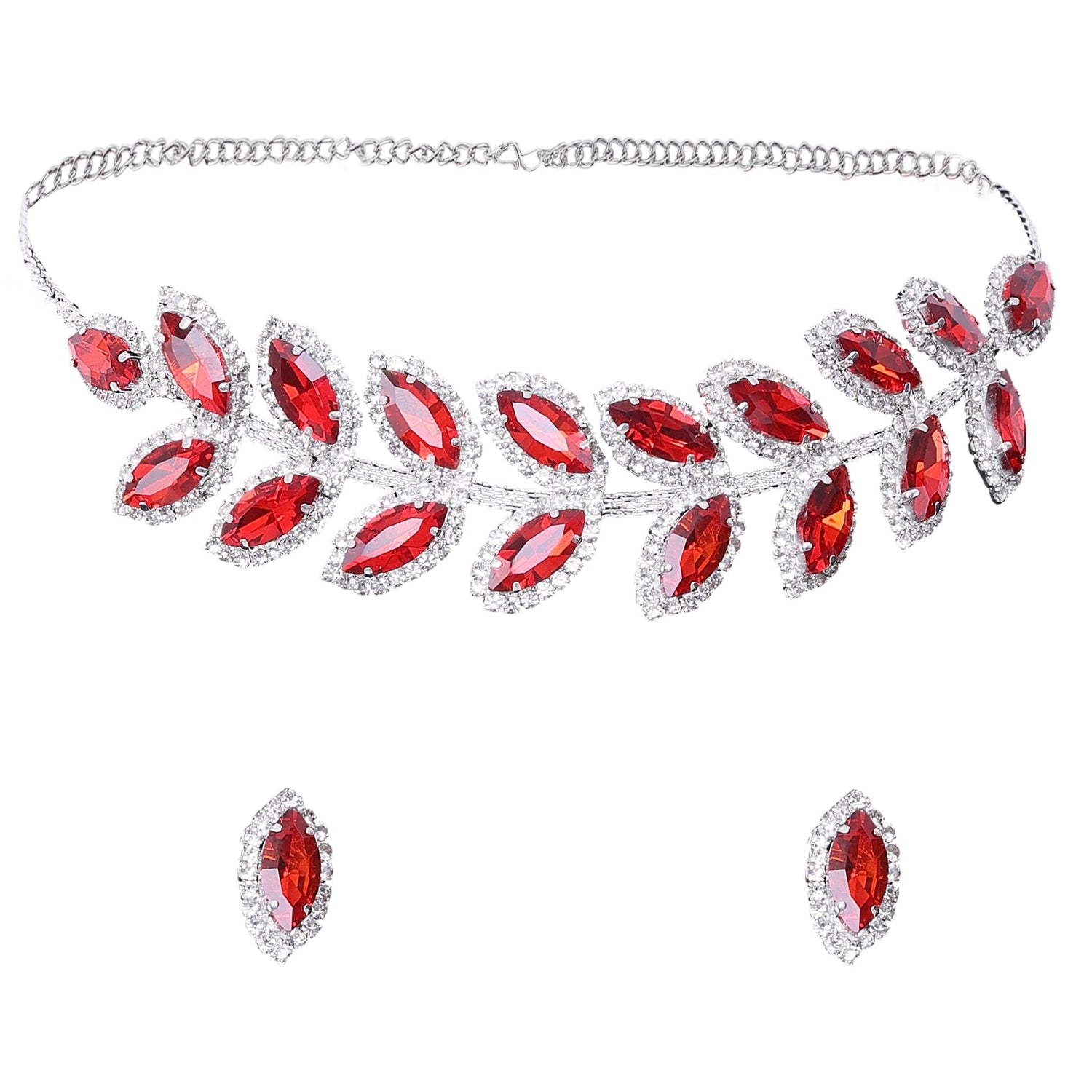 Crystal Leaf Necklace Set - DIPME