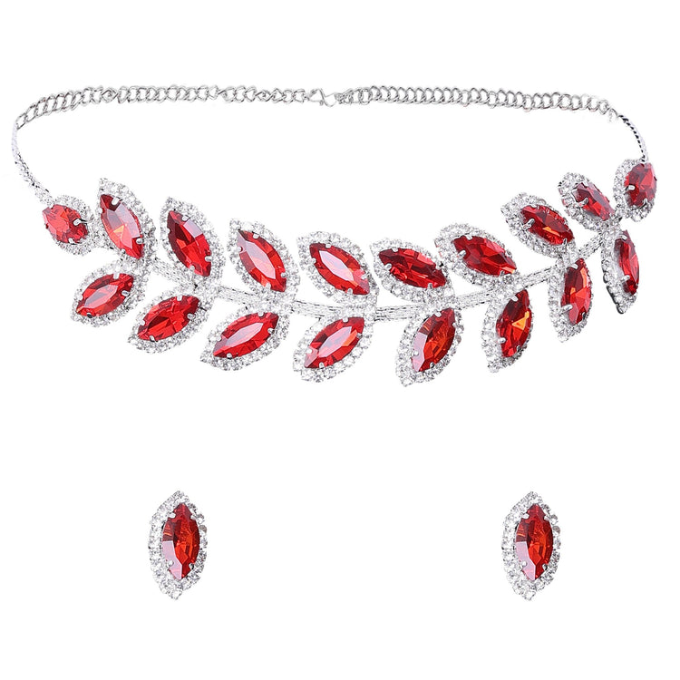 Crystal Leaf Necklace Set - DIPME