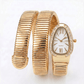 DIPME Gold - Toned Snake Coil Bracelet Watch for Women | Crystal - Studded Dial Bangle Watch | Statement Party & Festive Wear - DIPME