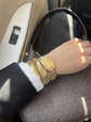 DIPME Gold-Toned Snake Coil Bracelet Watch for Women | Crystal-Studded Dial Bangle Watch | Statement Party & Festive Wear - DIPME