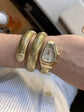 DIPME Gold-Toned Snake Coil Bracelet Watch for Women | Crystal-Studded Dial Bangle Watch | Statement Party & Festive Wear - DIPME
