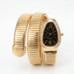 DIPME Gold - Toned Snake Coil Bracelet Watch for Women | Crystal - Studded Dial Bangle Watch | Statement Party & Festive Wear - DIPME