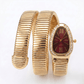 DIPME Gold - Toned Snake Coil Bracelet Watch for Women | Crystal - Studded Dial Bangle Watch | Statement Party & Festive Wear - DIPME