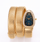 DIPME Gold - Toned Snake Coil Bracelet Watch for Women | Crystal - Studded Dial Bangle Watch | Statement Party & Festive Wear - DIPME