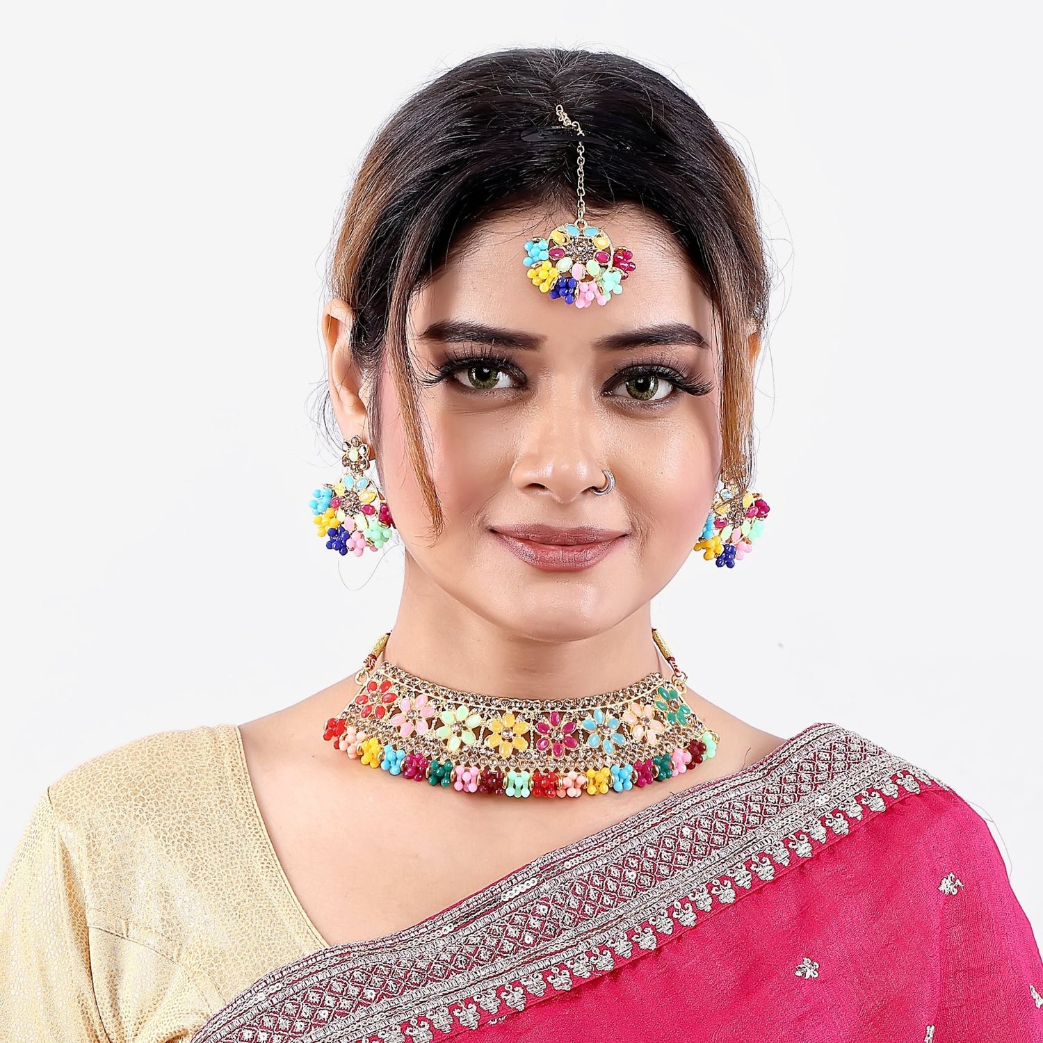 Floral Bead Choker Set - DIPME