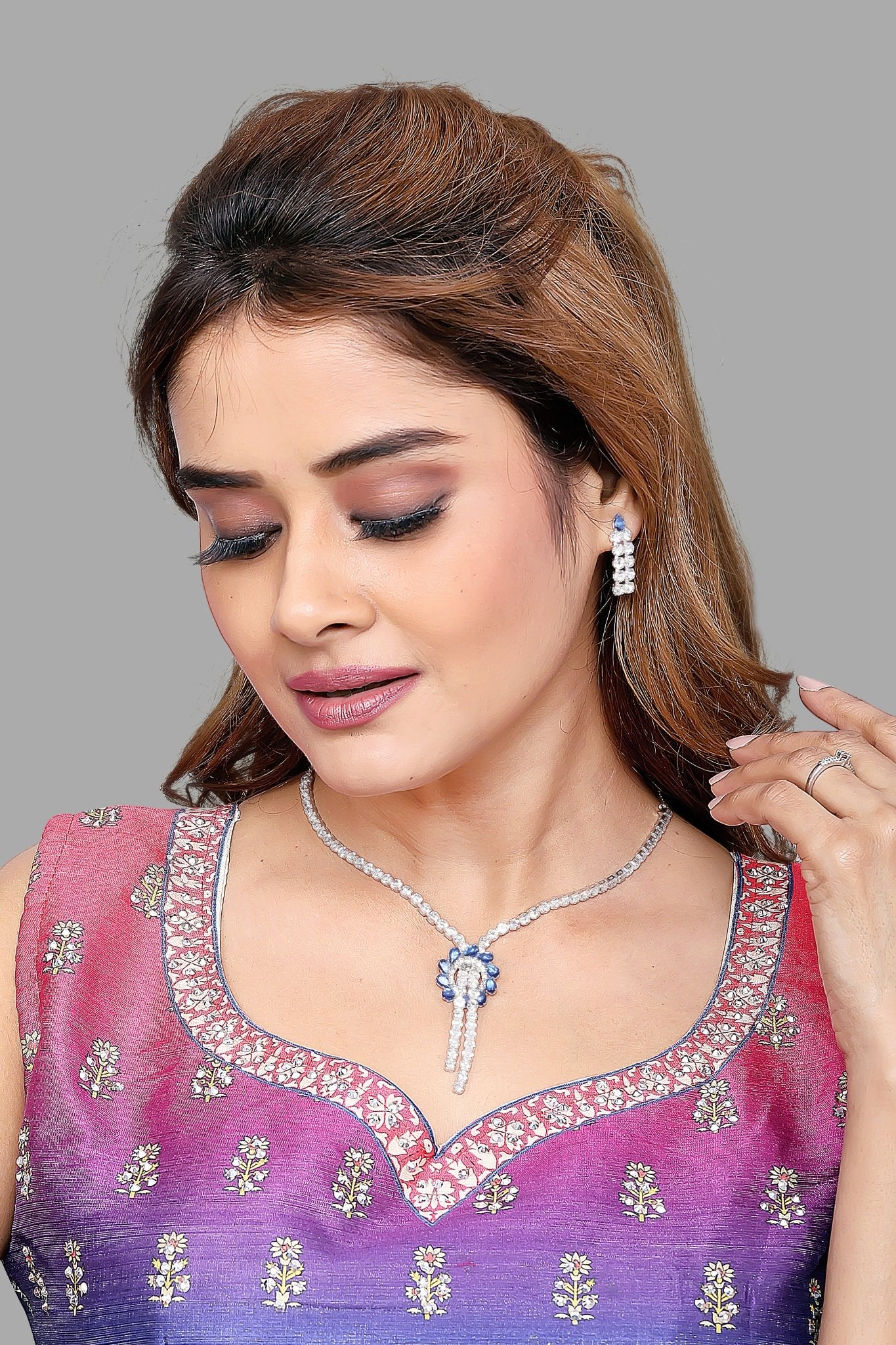 Floral Drop Necklace Set - DIPME