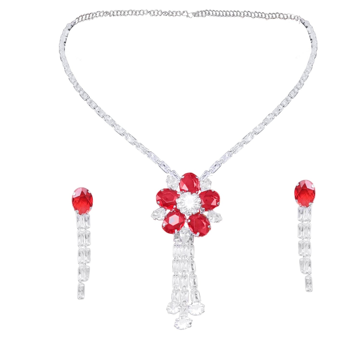 Floral Pendant Necklace Set - DIPME