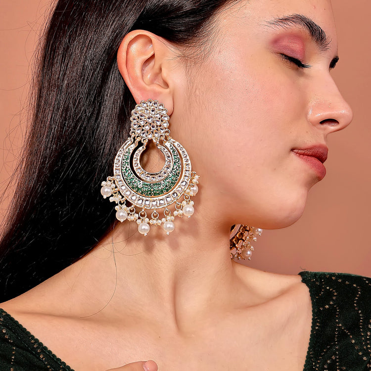 Green Kundan Chandbali - DIPME