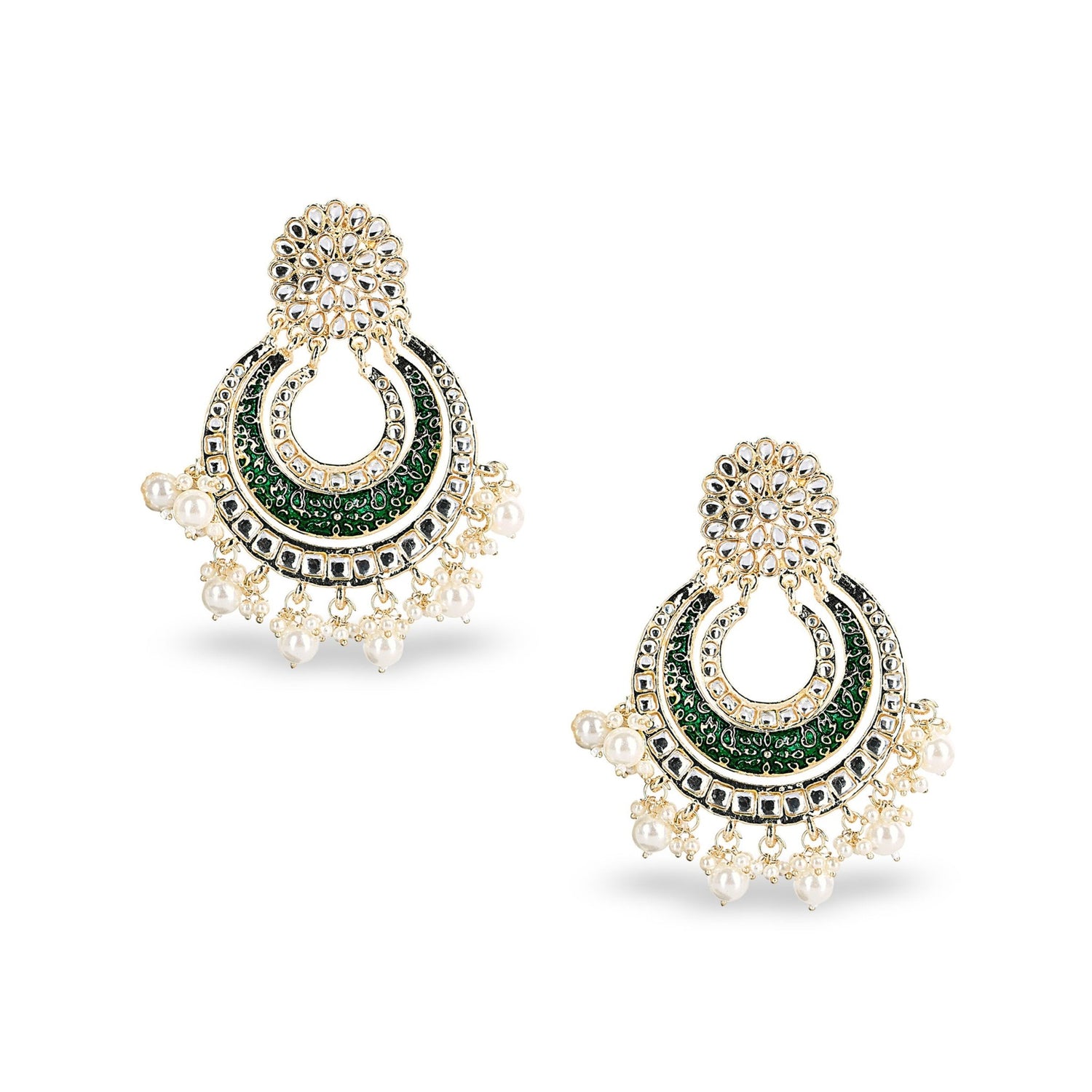 Green Kundan Chandbali - DIPME