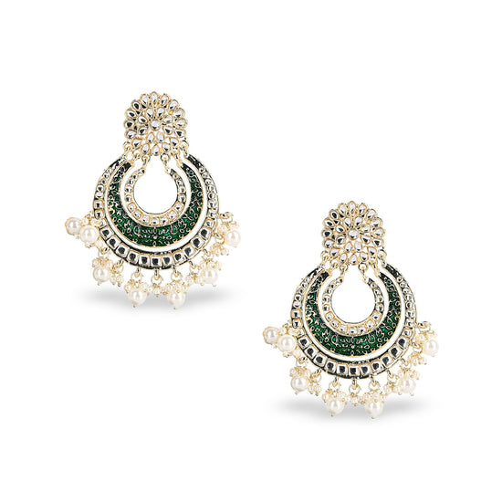 Green Kundan Chandbali - DIPME