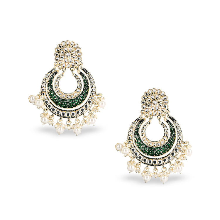 Green Kundan Chandbali - DIPME