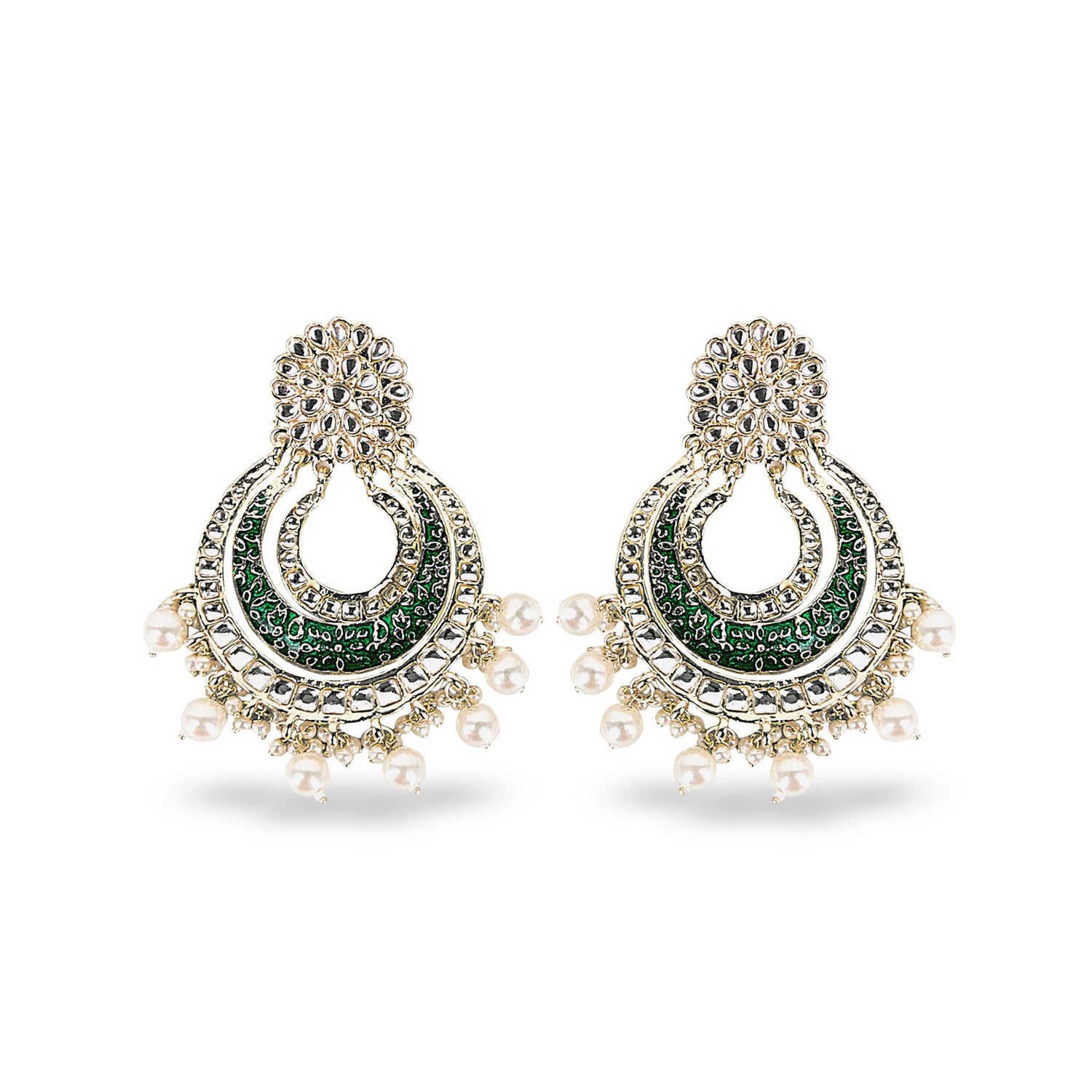 Green Kundan Chandbali - DIPME