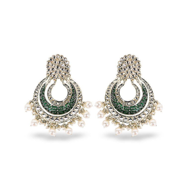 Green Kundan Chandbali - DIPME