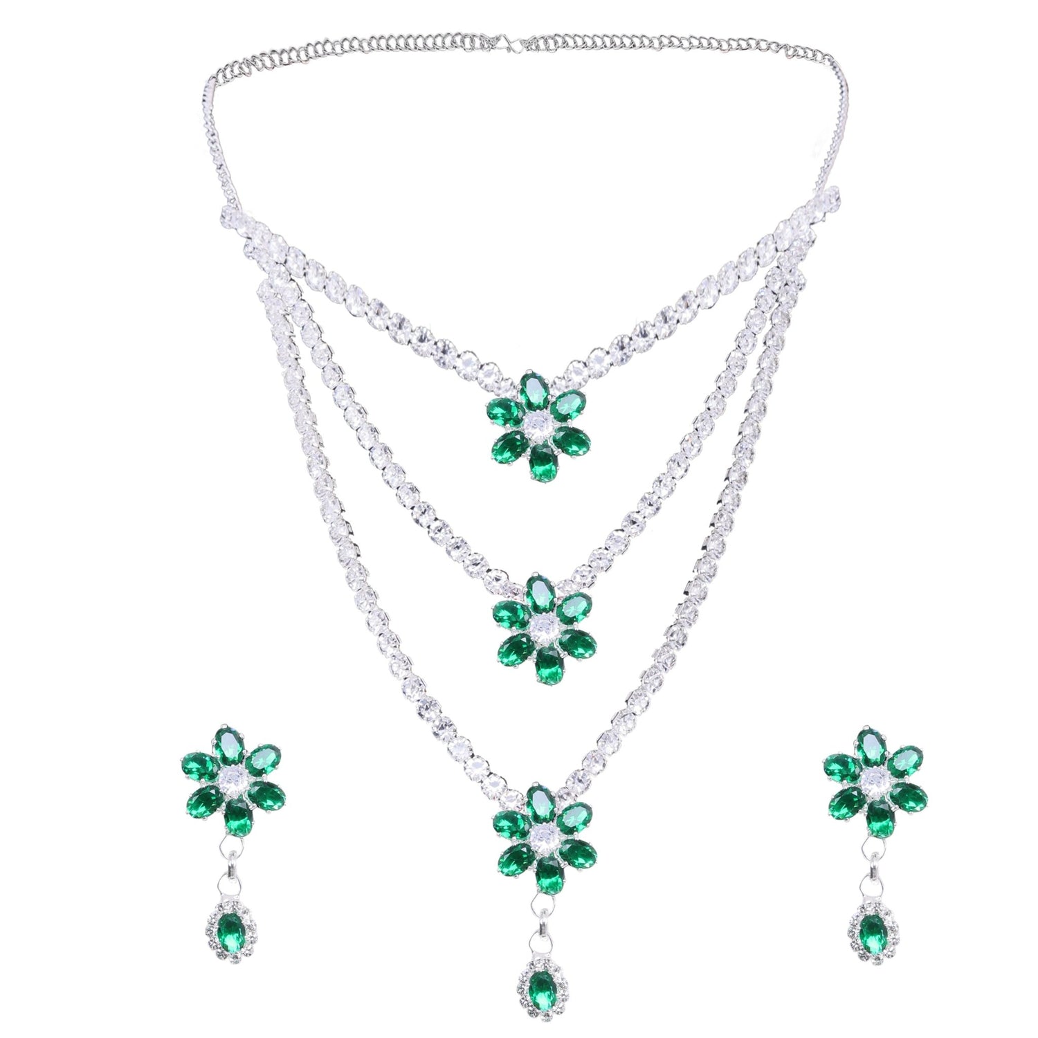 Layered Floral Necklace Set - DIPME