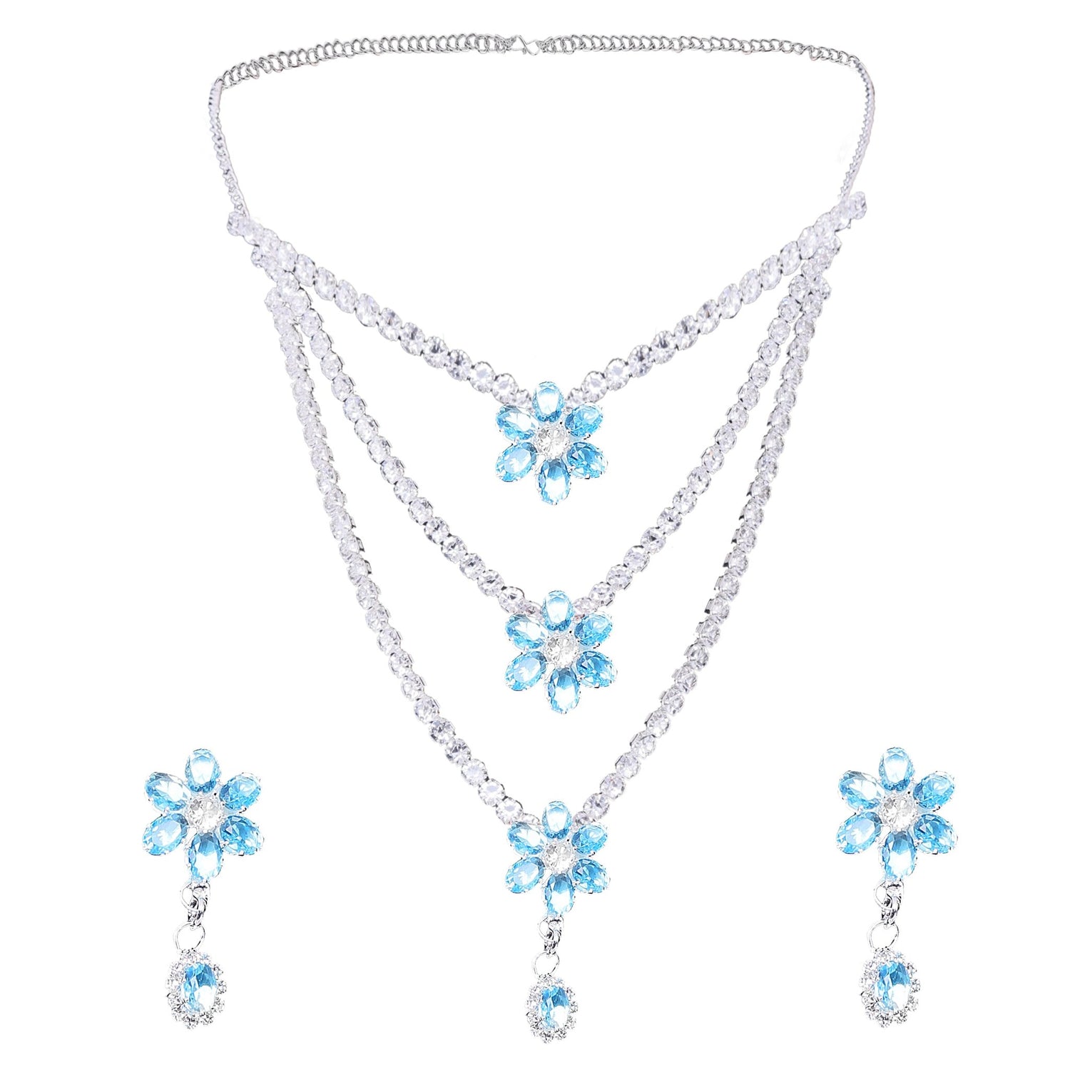Layered Floral Necklace Set - DIPME