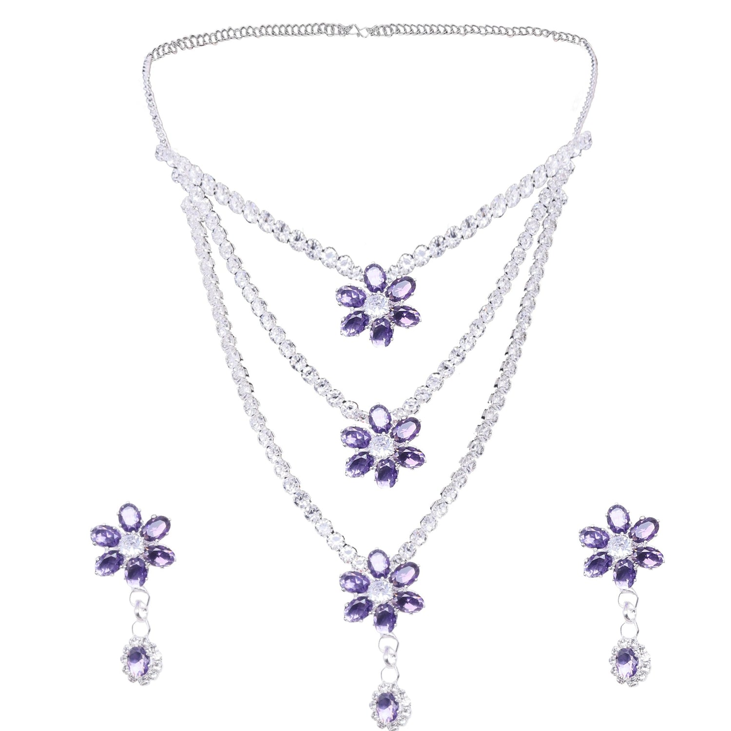 Layered Floral Necklace Set - DIPME