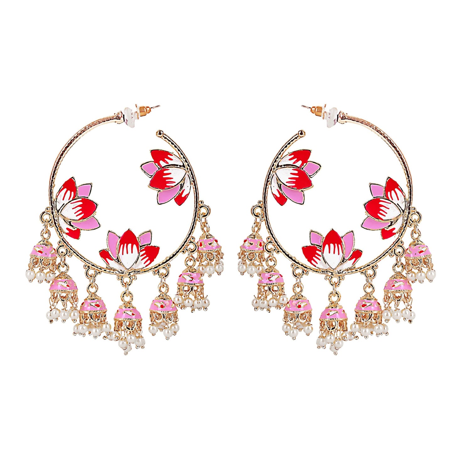 Lotus Jhumka Hoop Earrings - DIPME