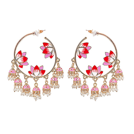 Lotus Jhumka Hoop Earrings - DIPME