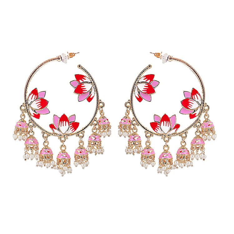 Lotus Jhumka Hoop Earrings - DIPME