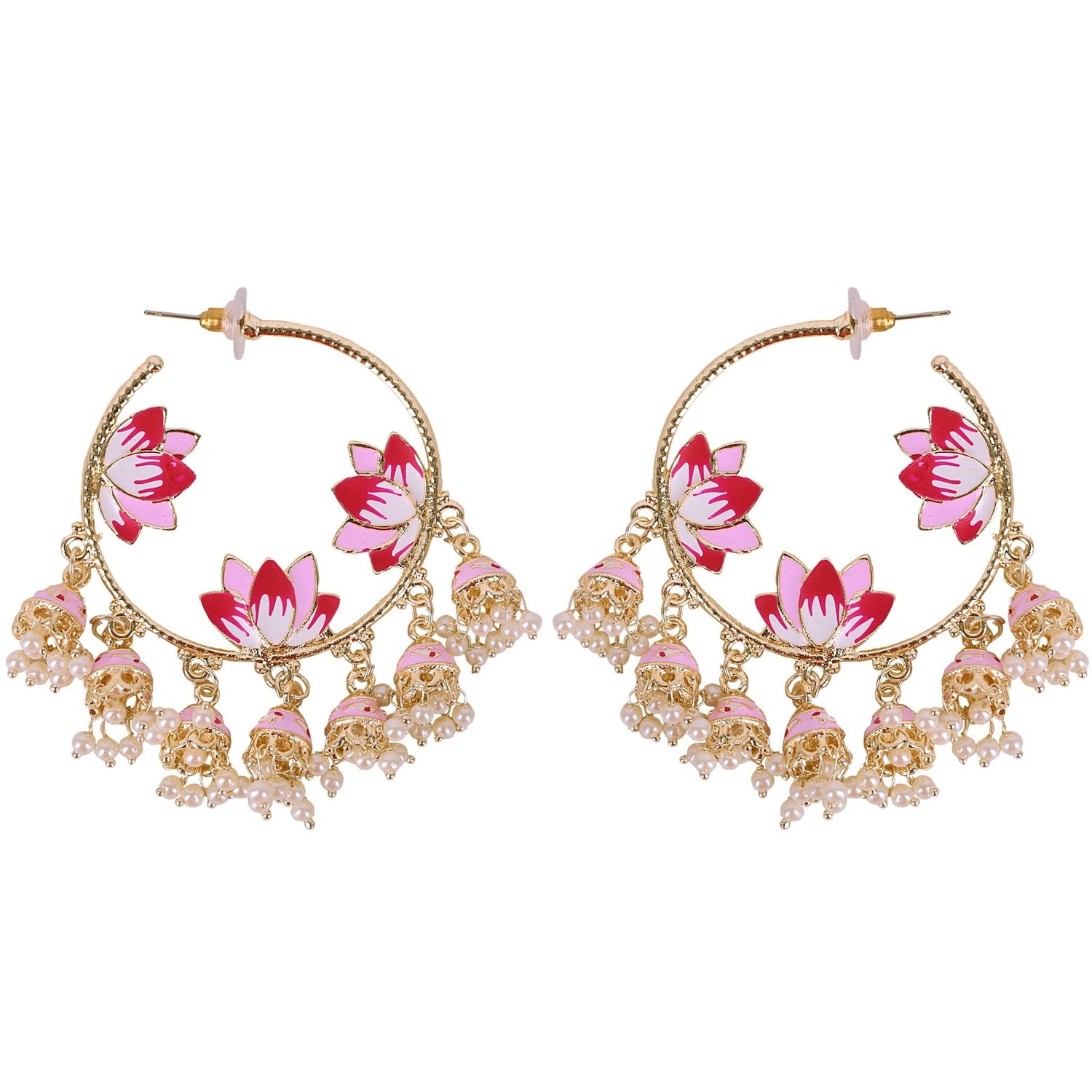 Lotus Jhumka Hoop Earrings - DIPME