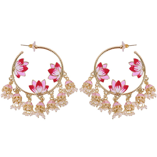 Lotus Jhumka Hoop Earrings - DIPME