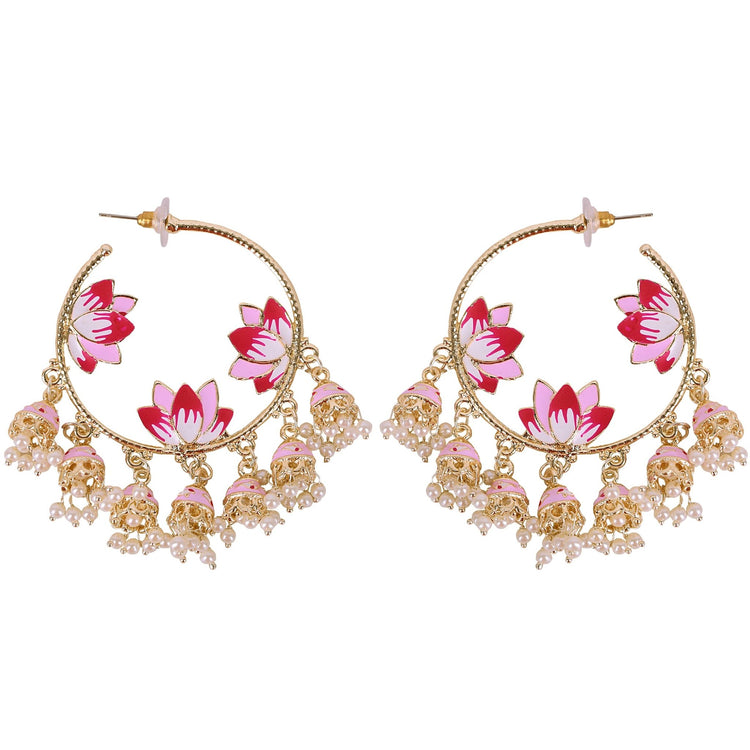 Lotus Jhumka Hoop Earrings - DIPME
