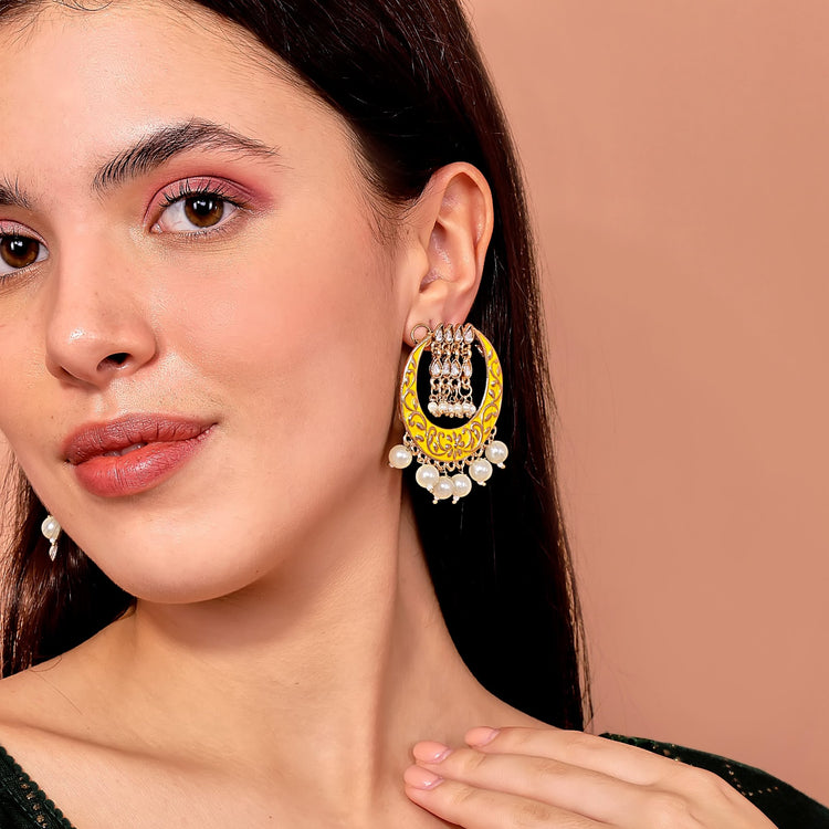 Moon Pearl Chandbali Earrings - DIPME